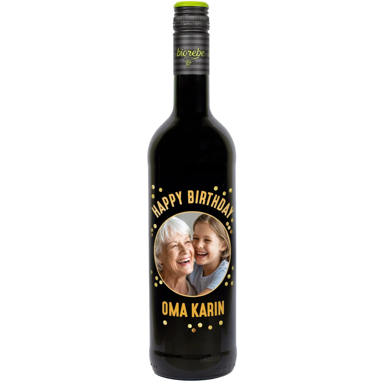 Personalisierter Biorebe Wein zum Geburtstag mit Foto & Name | Happy Birthday