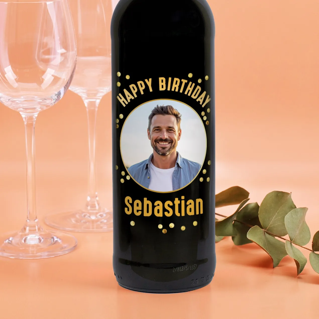 Personalisierter Biorebe Wein zum Geburtstag mit Foto & Name | Happy Birthday
