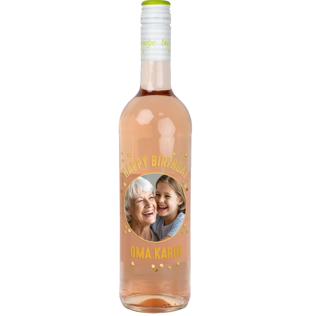 Personalisierter Biorebe Wein zum Geburtstag mit Foto & Name | Happy Birthday