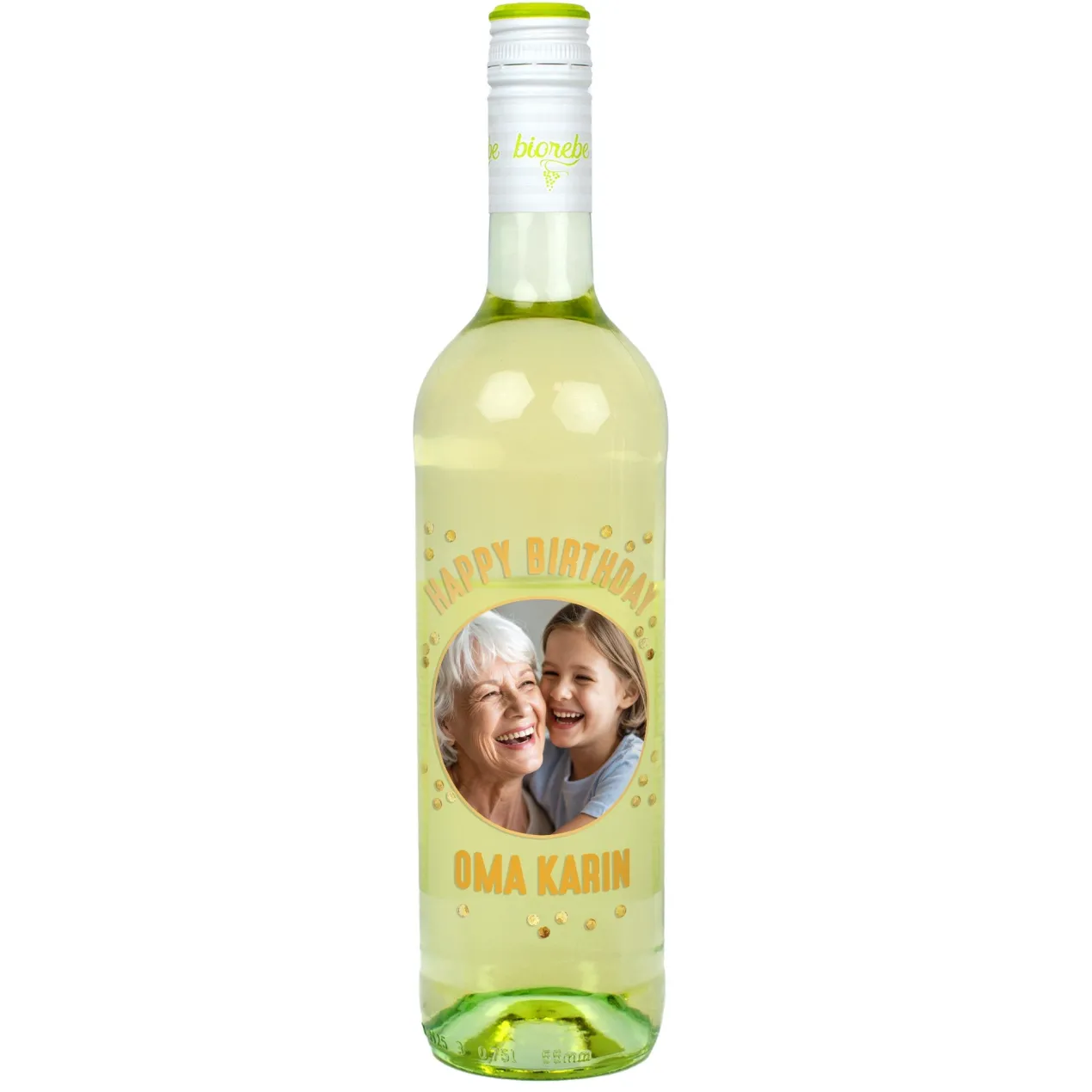 Personalisierter Biorebe Wein zum Geburtstag mit Foto & Name | Happy Birthday