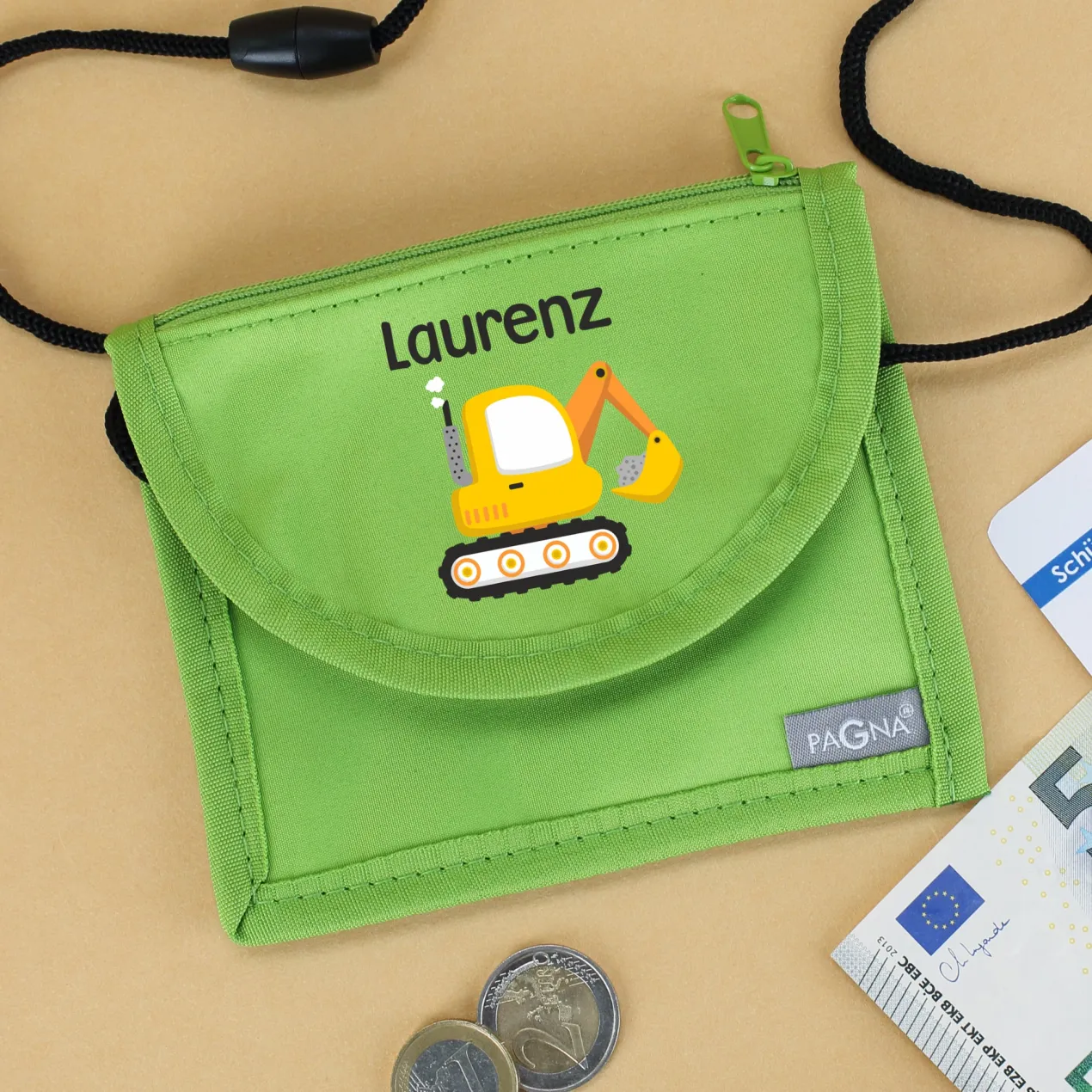 Personalisierter Brustbeutel mit Name & Bagger | Geschenk für Jungen | Farbauswahl