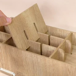 Personalisierter clipfritz Make up Organizer aus Holz | Kosmetik Aufbewahrung mit Name