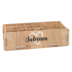 Personalisierter clipfritz Make up Organizer aus Holz | Kosmetik Aufbewahrung mit Name
