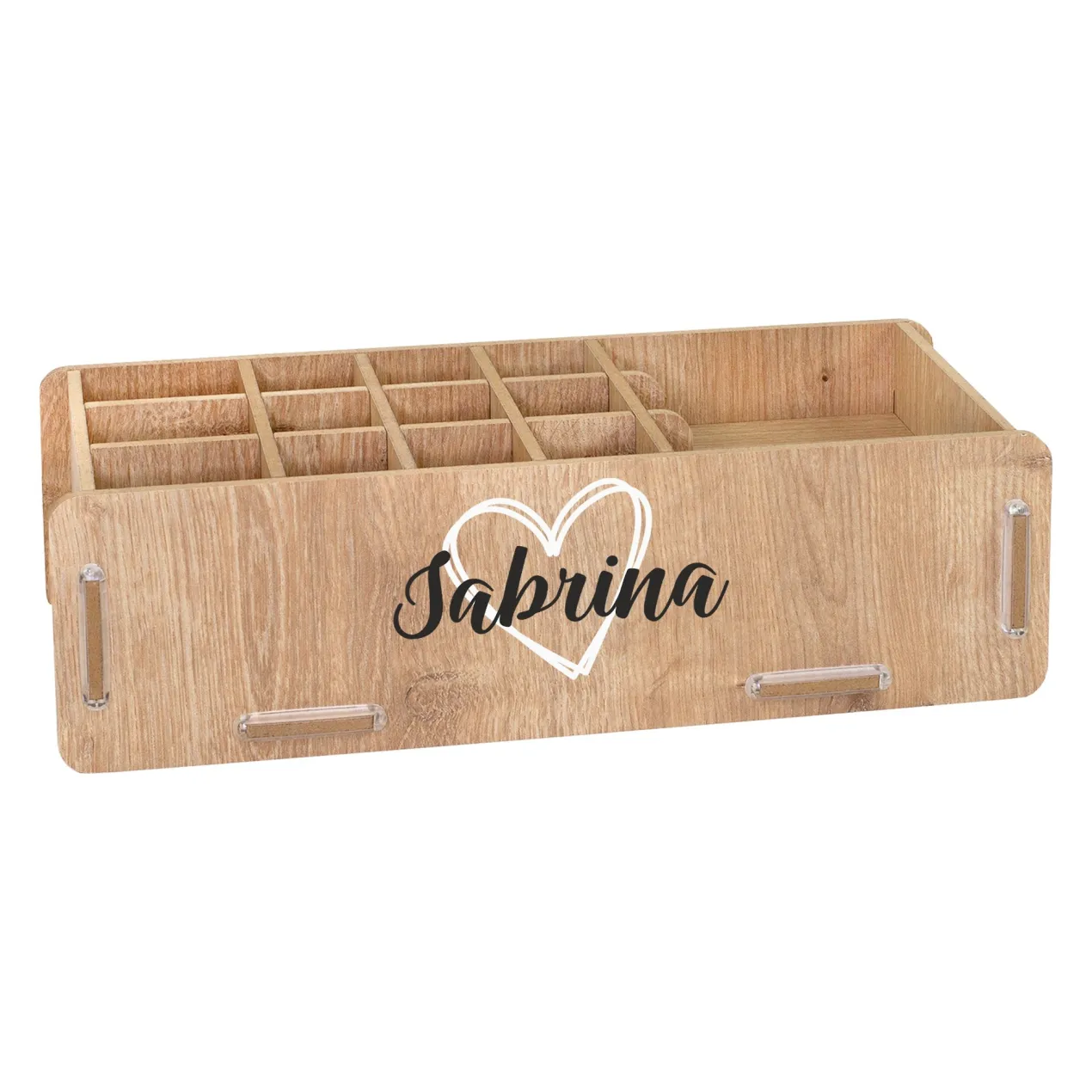 Personalisierter clipfritz Make up Organizer aus Holz | Kosmetik Aufbewahrung mit Name