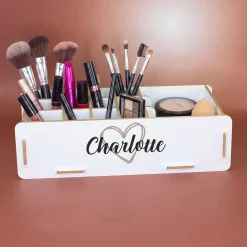 Personalisierter clipfritz Make up Organizer aus Holz | Kosmetik Aufbewahrung mit Name