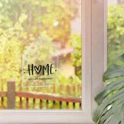 Personalisierter Deko Acryl Anhänger HOME mit Wunschtext | Dekoration für zu Hause