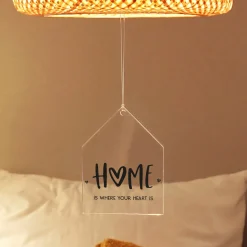 Personalisierter Deko Acryl Anhänger HOME mit Wunschtext | Dekoration für zu Hause