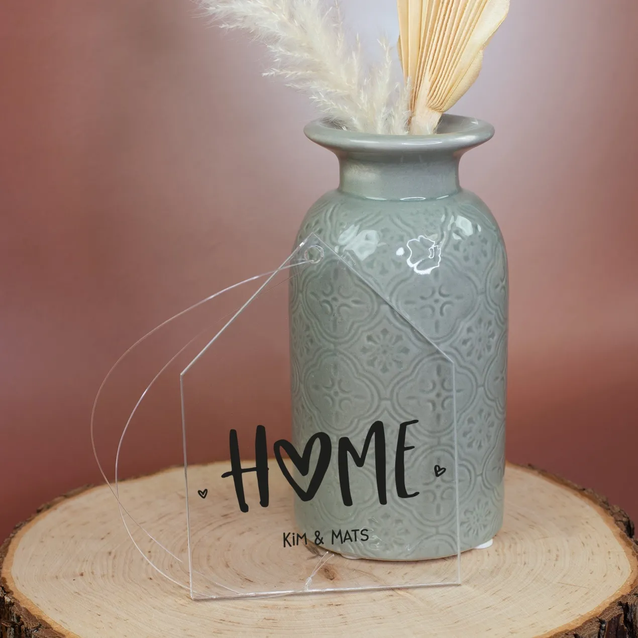 Personalisierter Deko Acryl Anhänger HOME mit Wunschtext | Dekoration für zu Hause