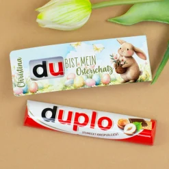 Personalisierter duplo Riegel zu Ostern mit Hase & Name | Du bist mein Osterschatz - Schokolade