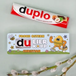 Personalisierter duplo Riegel zu Ostern mit Name | Frohe Ostern du Eierkopp Schokolade als Geschenk