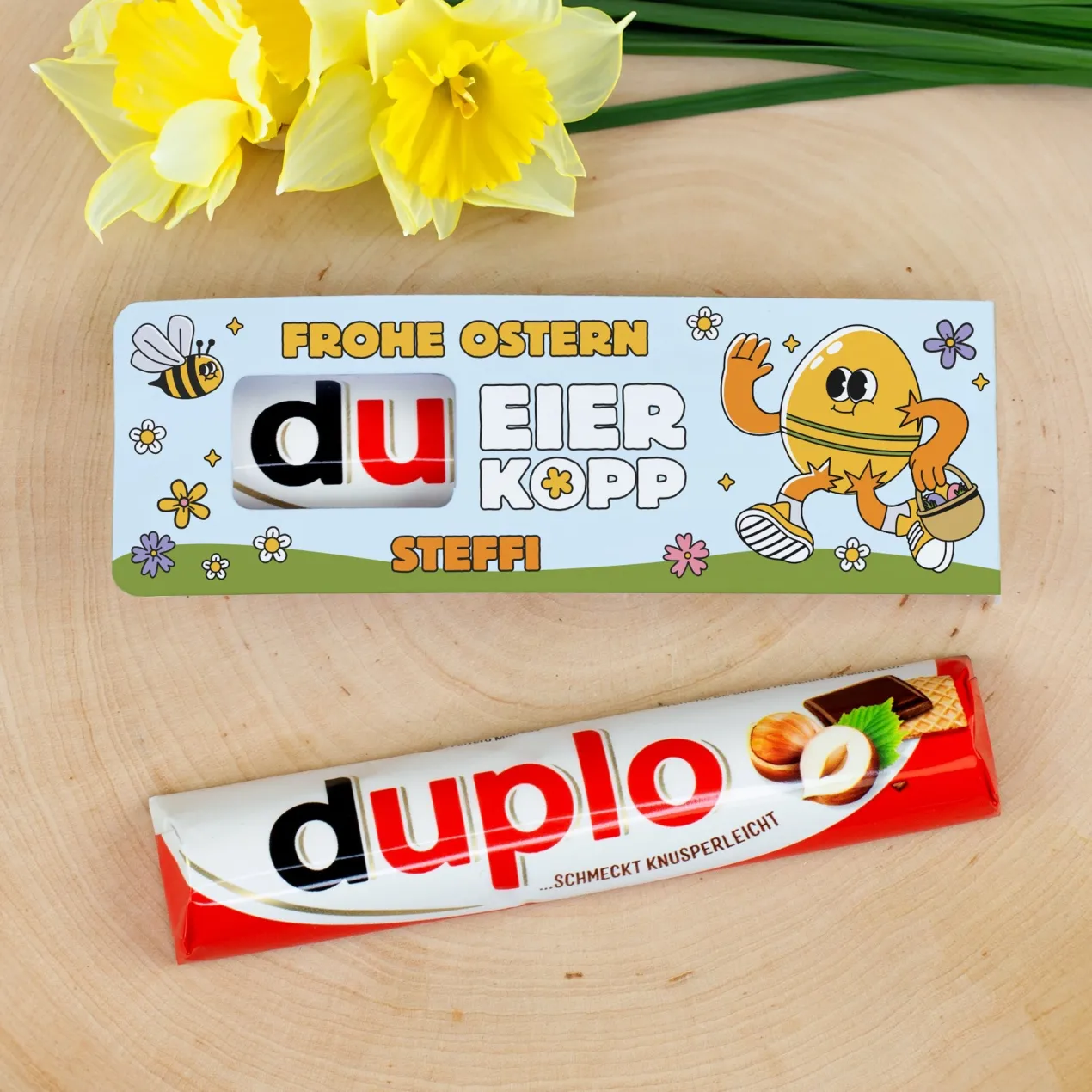 Personalisierter duplo Riegel zu Ostern mit Name | Frohe Ostern du Eierkopp Schokolade als Geschenk