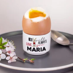 Personalisierter Eierbecher aus Keramik zu Ostern mit Name | Lustige Ei-Sprüche mit Tiermotiven