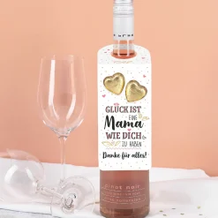 Personalisierter Flaschenanhänger mit Lindt Schokoherzen zum Muttertag | 2 Größen