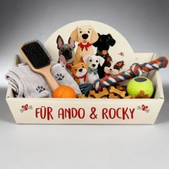 Personalisierter Geschenkkorb für Hunde & Tierbesitzer mit Wunschtext | Geschenkverpackung in 2 Größen