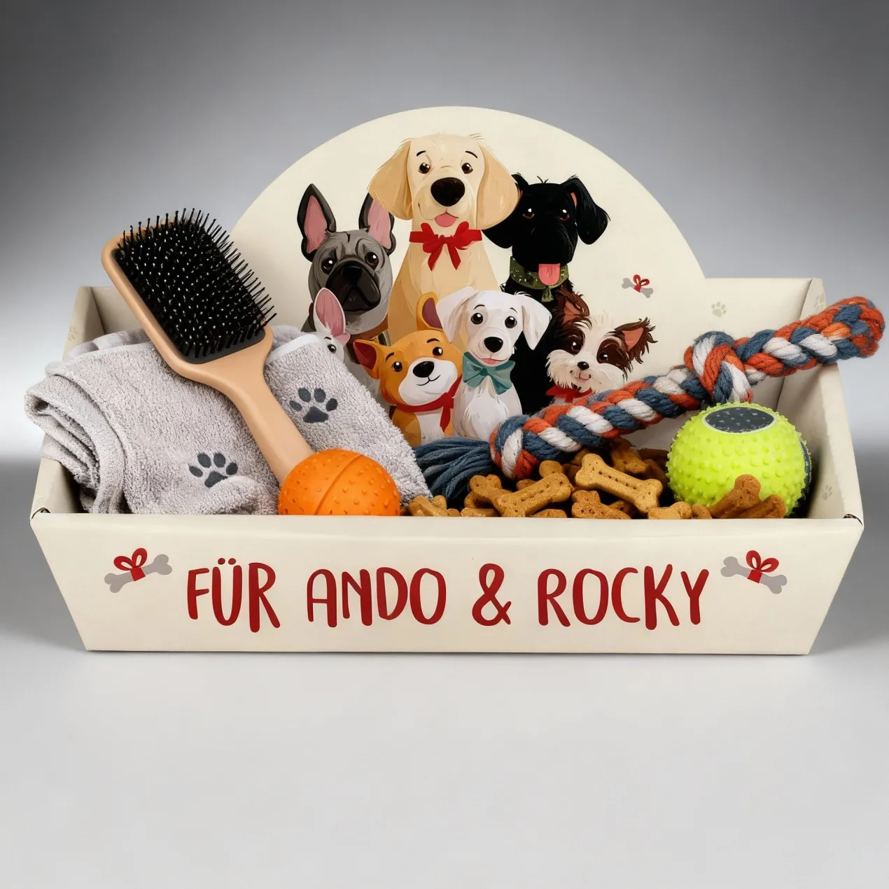 Personalisierter Geschenkkorb für Hunde & Tierbesitzer mit Wunschtext | Geschenkverpackung in 2 Größen