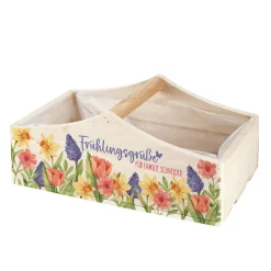 Personalisierter Geschenkkorb & Pflanzkiste 'Frühlingsgrüße' aus Holz mit Wunschtext | 3 Varianten