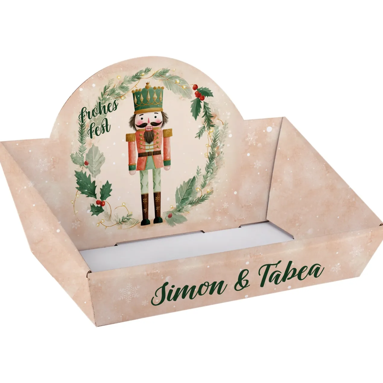 Personalisierter Geschenkkorb mit Nussknacker Motiv | Weihnachtskorb mit Wunschtext in 2 Größen