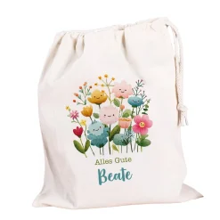 Personalisierter Geschenksack mit Blumen Motiv & Kordelzug | 100 % Baumwolle | 3 Größen