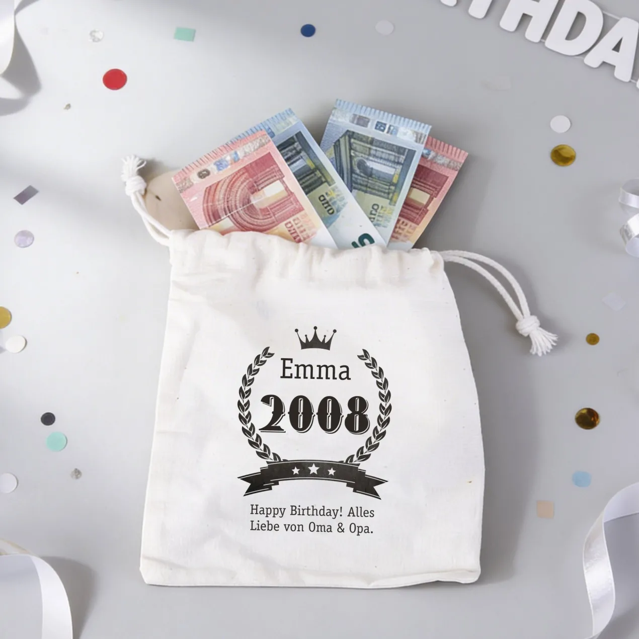 Personalisierter Geschenksack zum Geburtstag mit Name & Wunschtext | Geschenkverpackung in 3 Größen