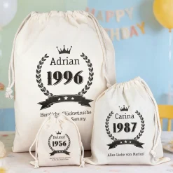 Personalisierter Geschenksack zum Geburtstag mit Name & Wunschtext | Geschenkverpackung in 3 Größen