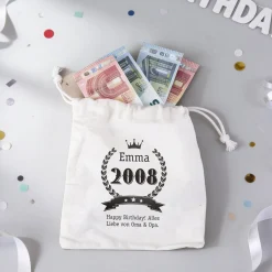 Personalisierter Geschenksack zum Geburtstag mit Name & Wunschtext | Geschenkverpackung in 3 Größen