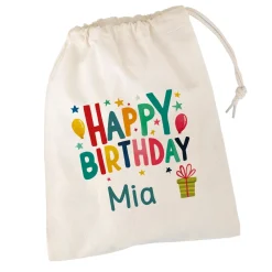 Personalisierter Geschenksack Happy Birthday mit Name | Geschenkverpackung zum Geburtstag in 3 Größen