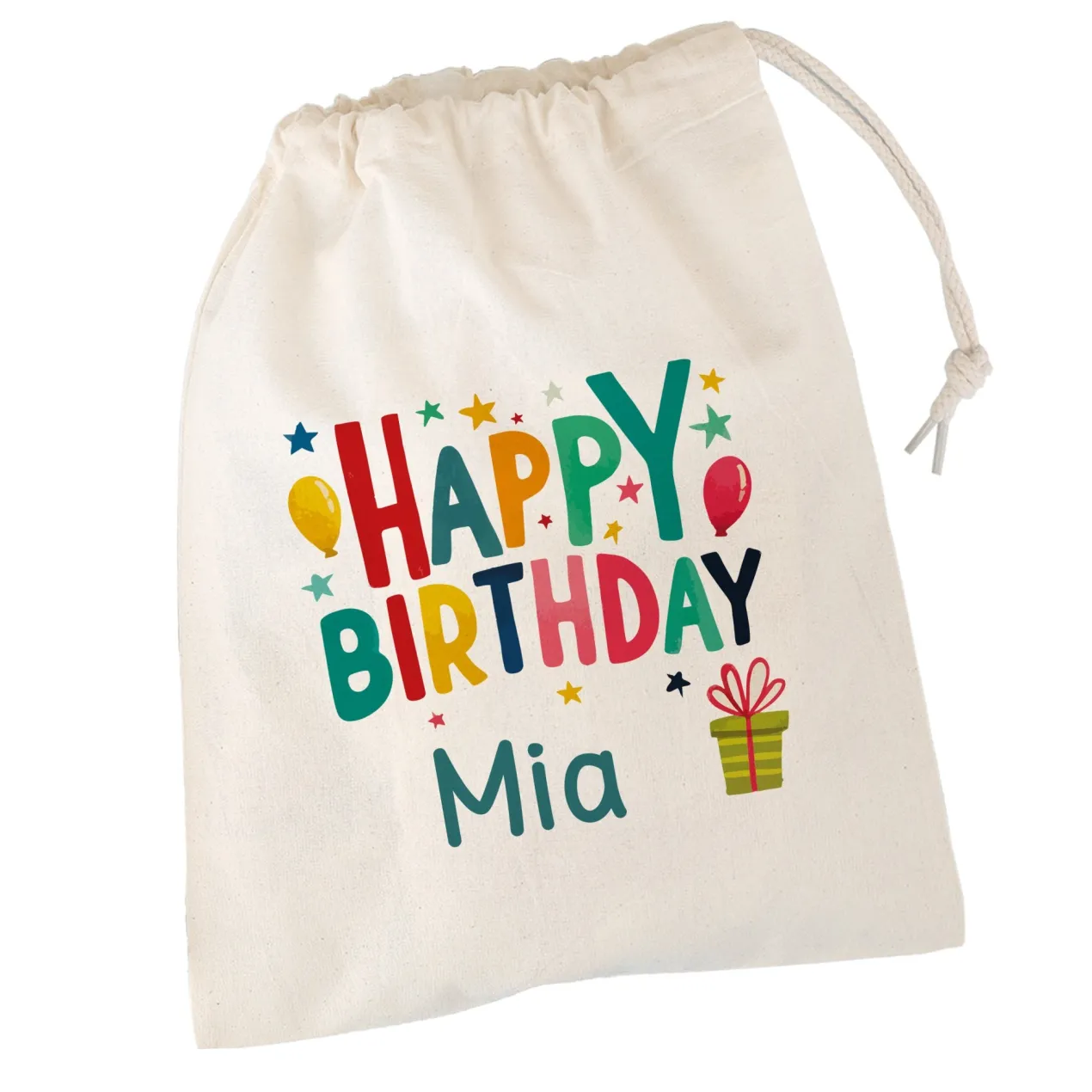 Personalisierter Geschenksack Happy Birthday mit Name | Geschenkverpackung zum Geburtstag in 3 Größen