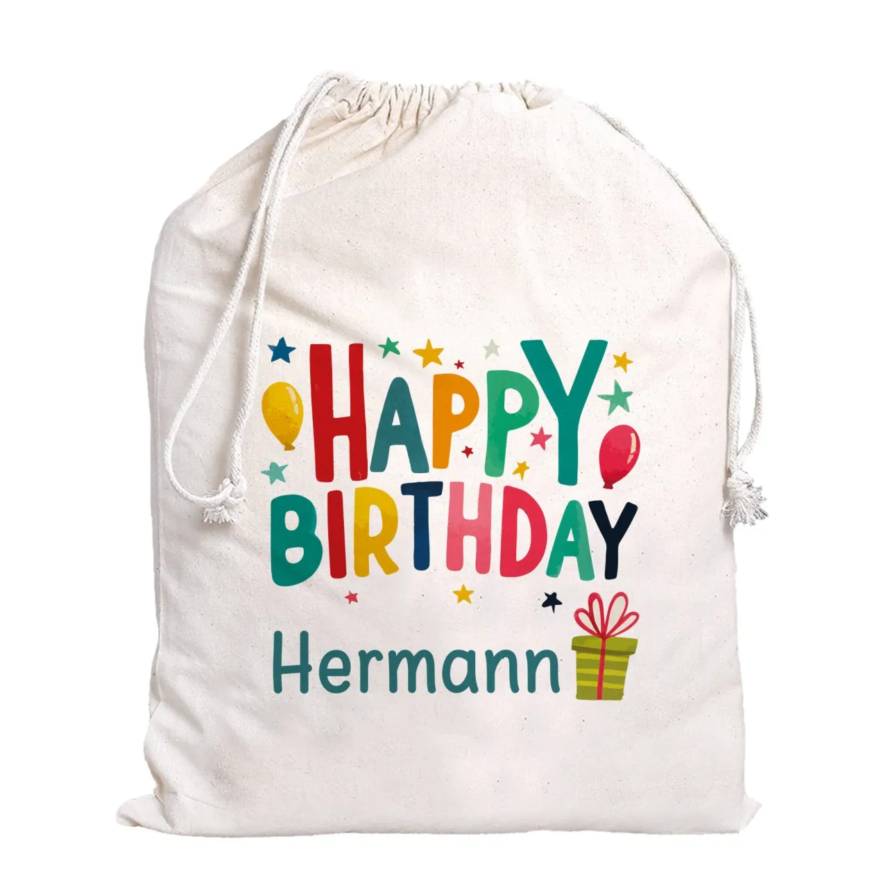 Personalisierter Geschenksack Happy Birthday mit Name | Geschenkverpackung zum Geburtstag in 3 Größen
