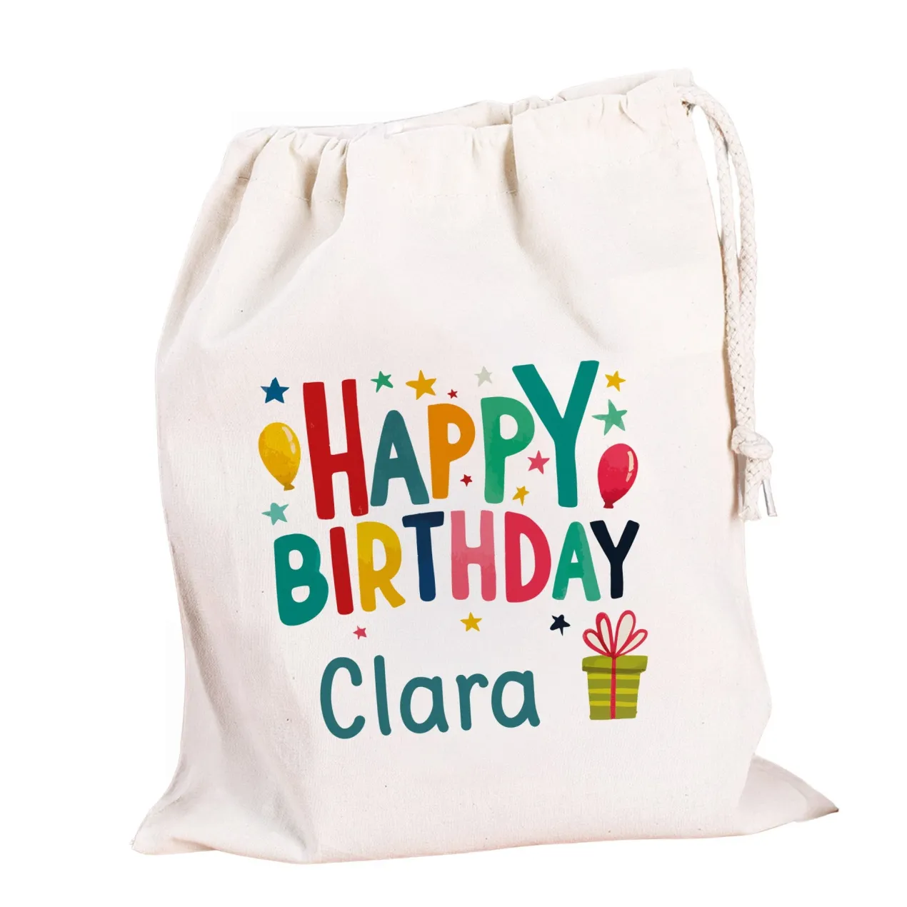 Personalisierter Geschenksack Happy Birthday mit Name | Geschenkverpackung zum Geburtstag in 3 Größen