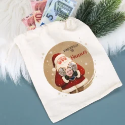 Personalisierter Geschenksack mit Foto-Herz, Wunschtext & Name | Geschenkverpackung zu Weihnachten