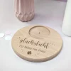 Personalisierter 'Glückslicht' Kerzenteller für geliebte Menschen mit Wunschtext aus Buchenholz