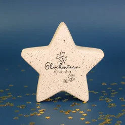 Personalisierter ‚Glücksstern‘ von Leonardo aus Keramik | Deko & Glücksbringer-Geschenk in 2 Größen