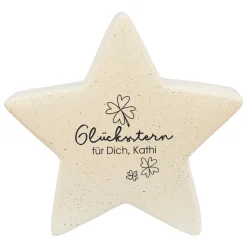 Personalisierter ‚Glücksstern‘ von Leonardo aus Keramik | Deko & Glücksbringer-Geschenk in 2 Größen