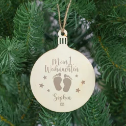 Personalisierter Holzanhänger - Mein 1. Weihnachten | Weihnachtsbaumschmuck & Geschenkanhänger