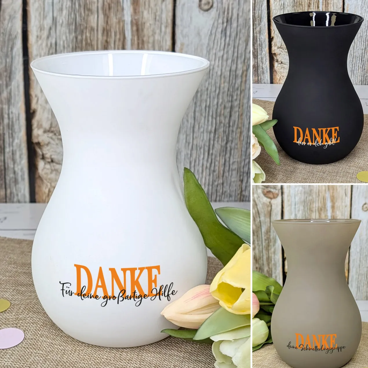 Personalisierte Ritzenhoff Vase als Dankeschön mit eigenem Text | 3 Farben zur Auswahl