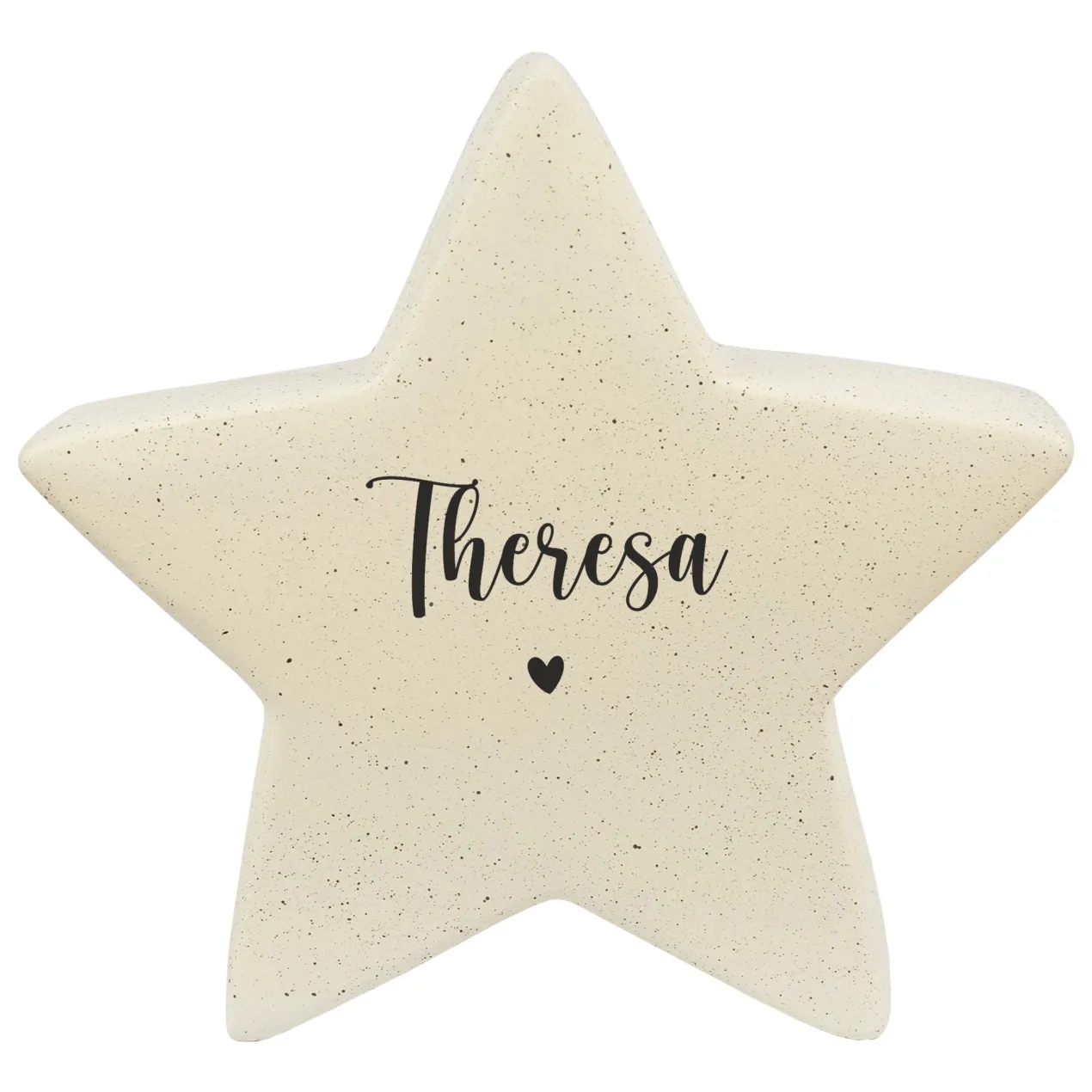 Personalisierter Keramikstern von Leonardo mit Name & Herzmotiv in Creme | Geschenk & Weihnachtsdeko