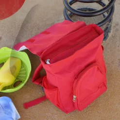Personalisierter Kindergartenrucksack für Mädchen mit Hase & Name | Roter Kinder Rucksack als Geschenk