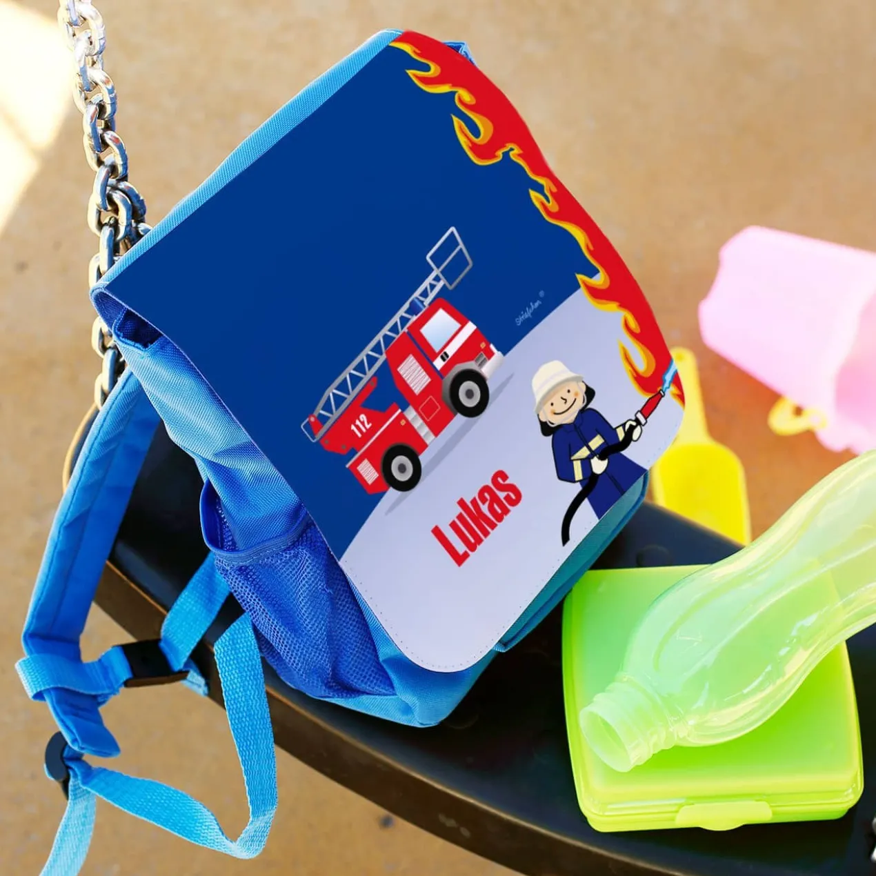personalisierter Kindergartenrucksack Feuerwehrmann