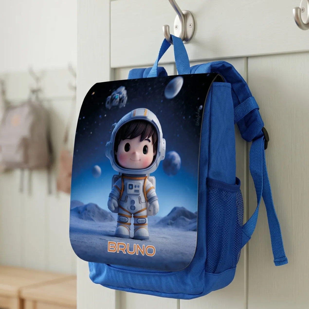 Personalisierter Kindergarten Rucksack mit Name & Astronaut Motiv | Geschenk für Jungen