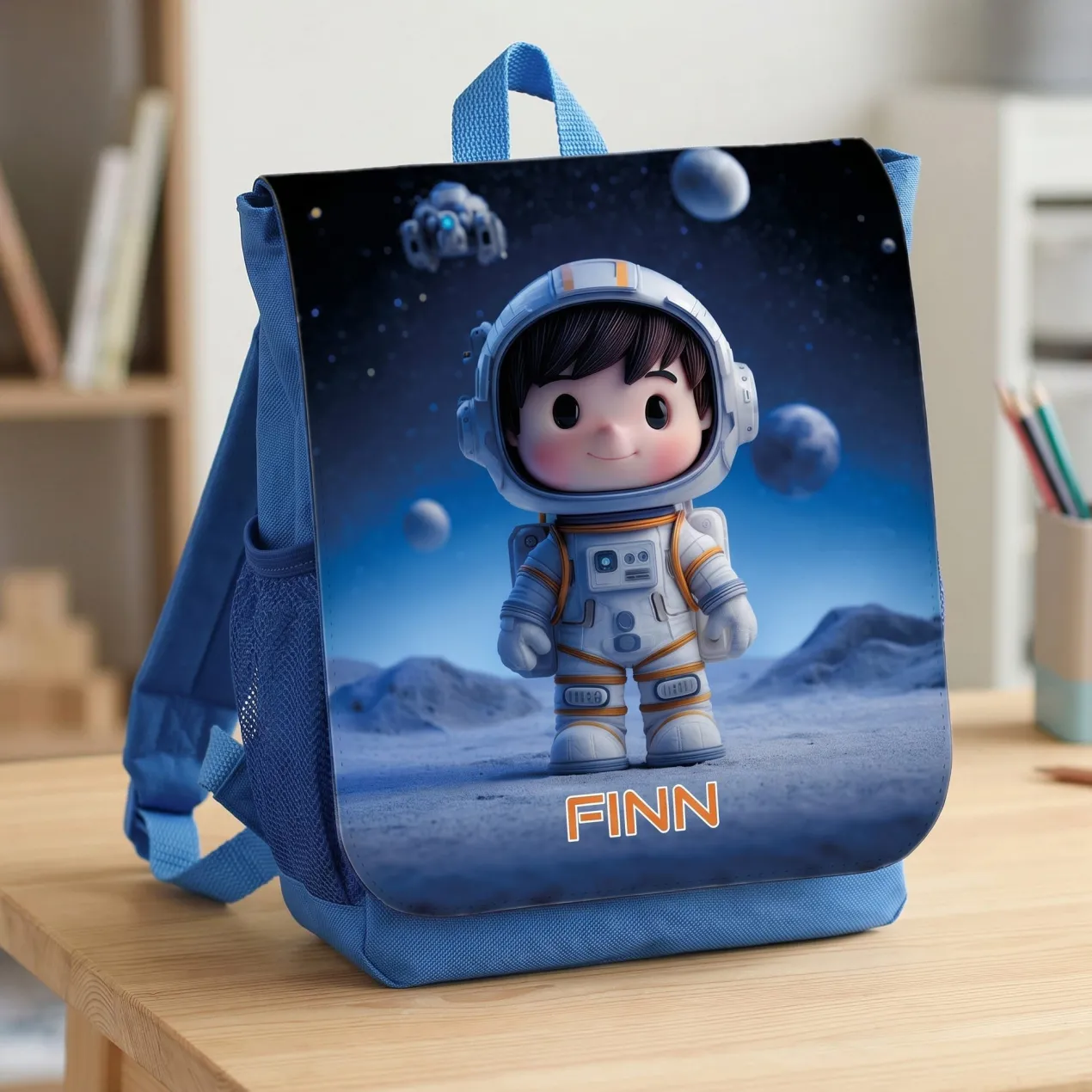 Personalisierter Kindergarten Rucksack mit Name & Astronaut Motiv | Geschenk für Jungen