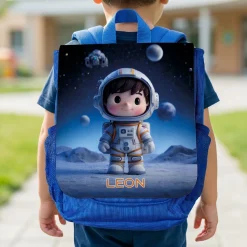 Personalisierter Kindergarten Rucksack mit Name & Astronaut Motiv | Geschenk für Jungen