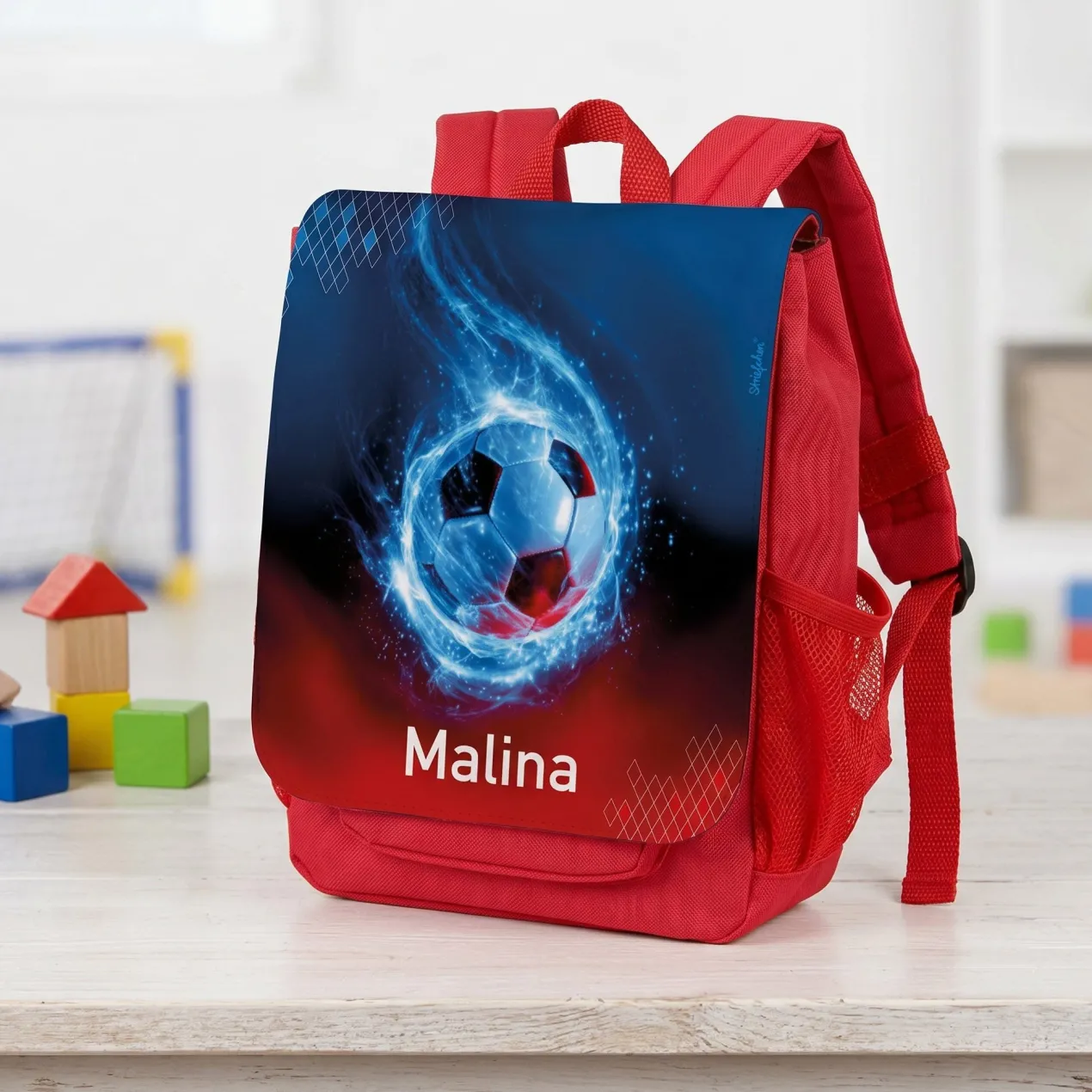 Personalisierter Kindergarten Rucksack mit Name & Fußball Motiv | Geschenk für Kinder & Jungen