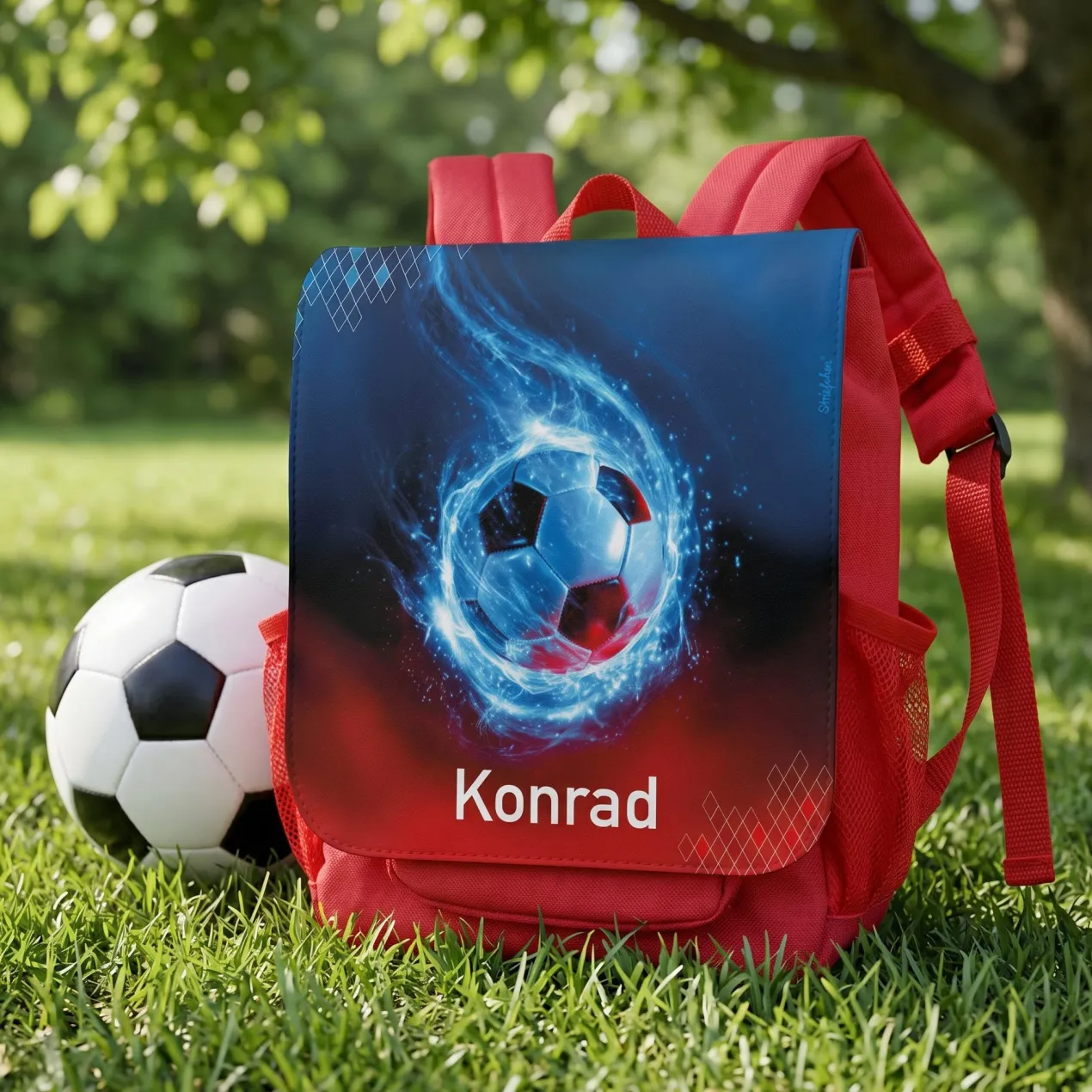 Personalisierter Kindergarten Rucksack mit Name & Fußball Motiv | Geschenk für Kinder & Jungen
