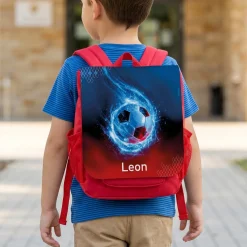 Personalisierter Kindergarten Rucksack mit Name & Fußball Motiv | Geschenk für Kinder & Jungen