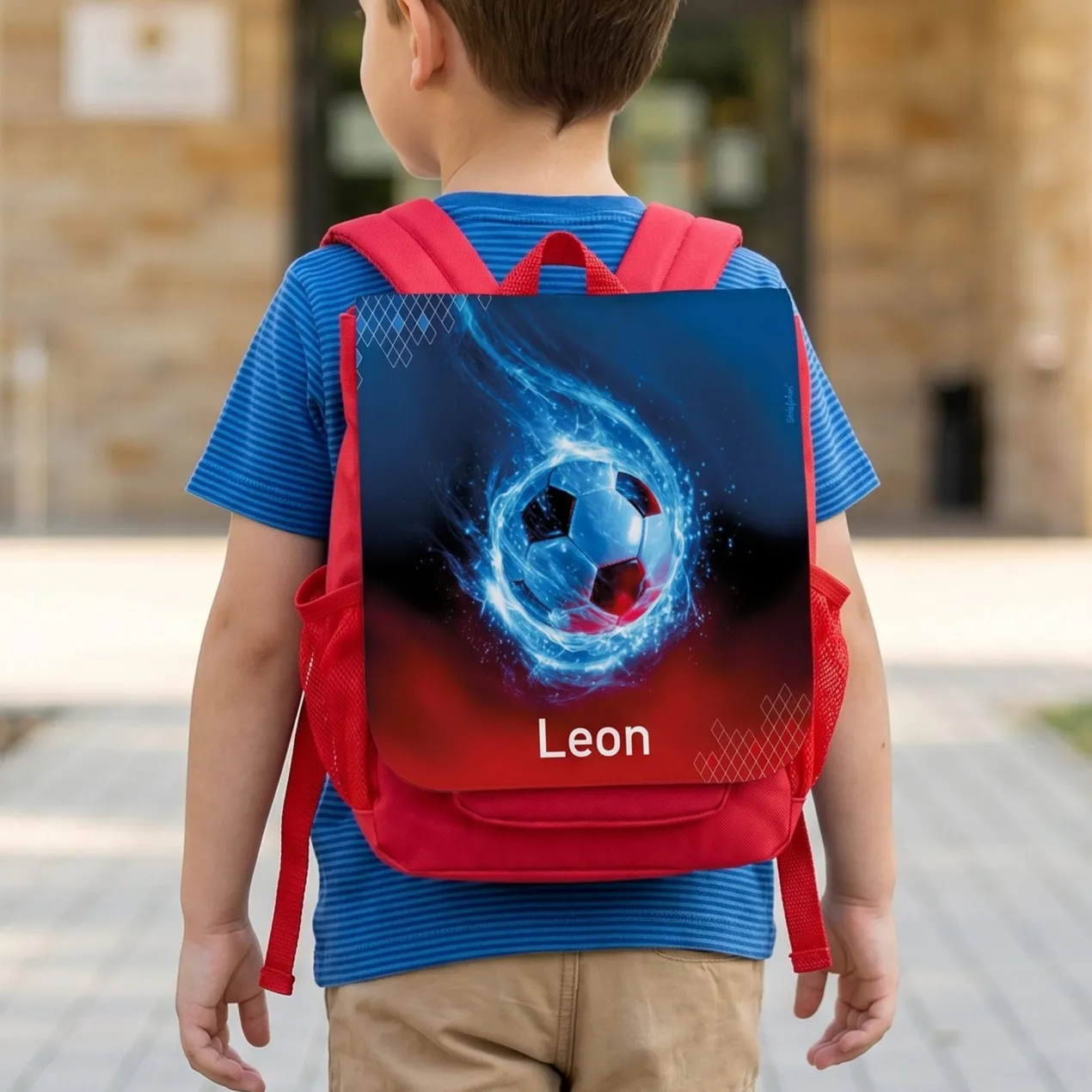Personalisierter Kindergarten Rucksack mit Name & Fußball Motiv | Geschenk für Kinder & Jungen