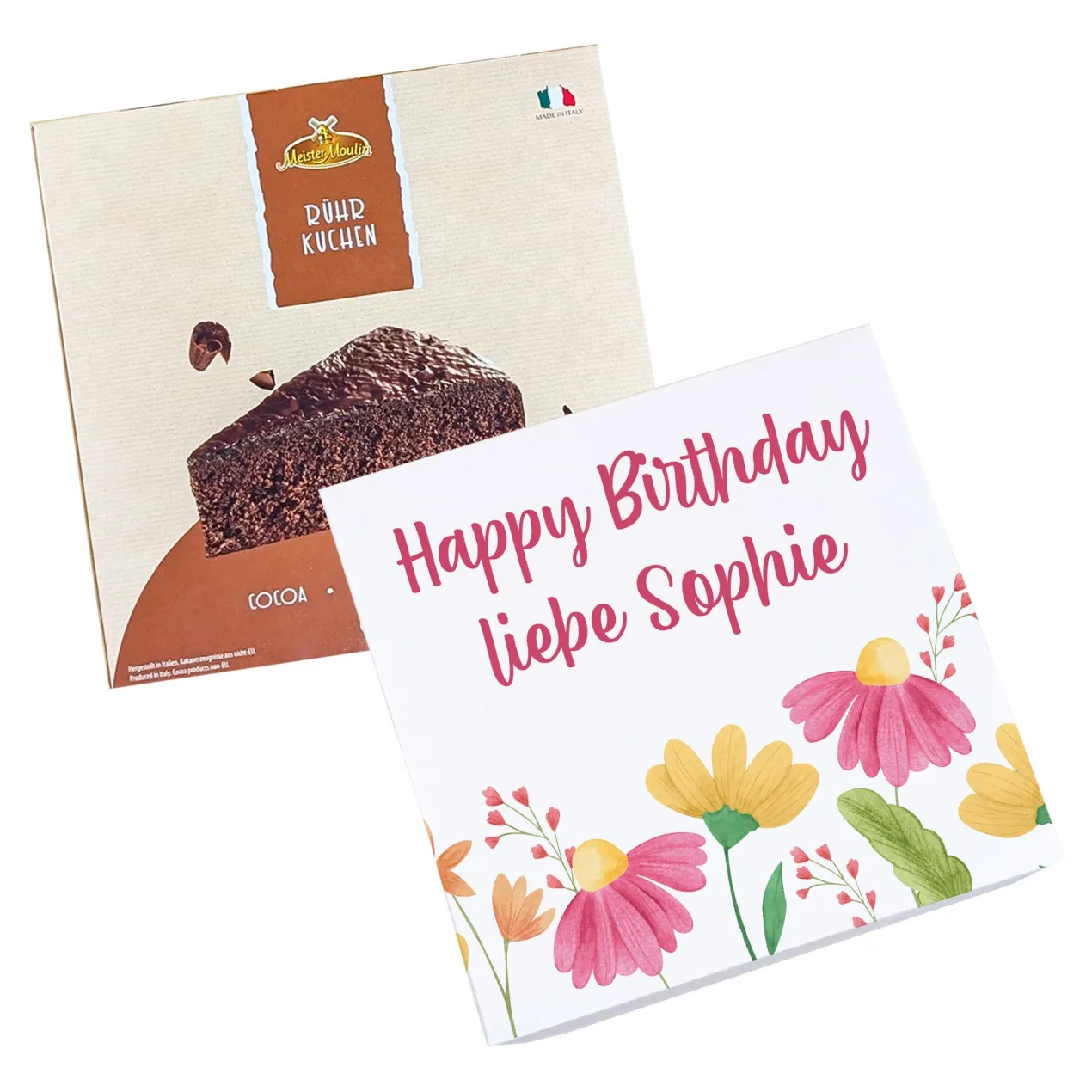 Personalisierter Kuchen mit Wunschtext & Blumenmotiv | Geschenk für Geburtstag, Ostern & Muttertag