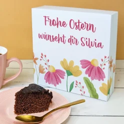 Personalisierter Kuchen mit Wunschtext & Blumenmotiv | Geschenk für Geburtstag, Ostern & Muttertag