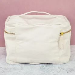 Personalisierter Kulturbeutel mit Name & Herz | Kosmetiktasche aus Baumwolle als Geschenk