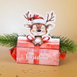 Personalisierter Mini-Stollen mit Geschenkverpackung | 80g | Rentier-Motiv
