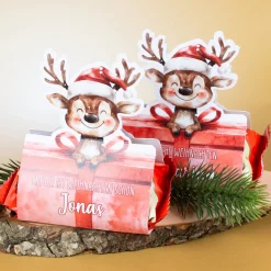 Personalisierter Mini-Stollen mit Geschenkverpackung | 80g | Rentier-Motiv